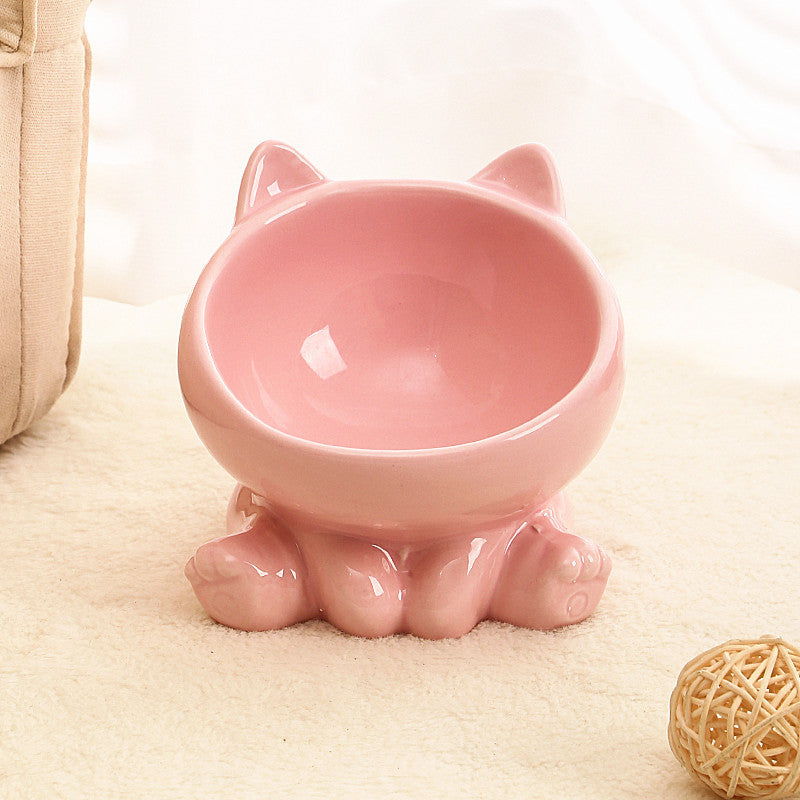 Ceramic Cat Food Bowl Neck Guard