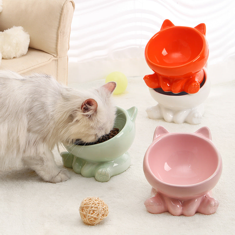 Ceramic Cat Food Bowl Neck Guard