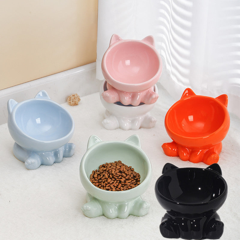 Ceramic Cat Food Bowl Neck Guard