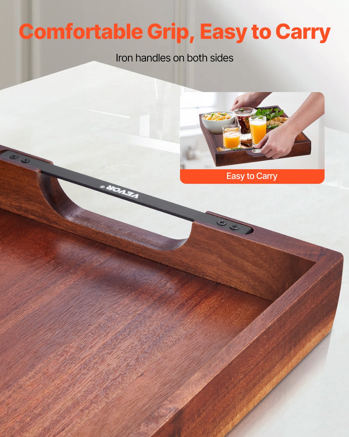Serving Tray Acacia Food Serving Table Laptop Desk With Handles   